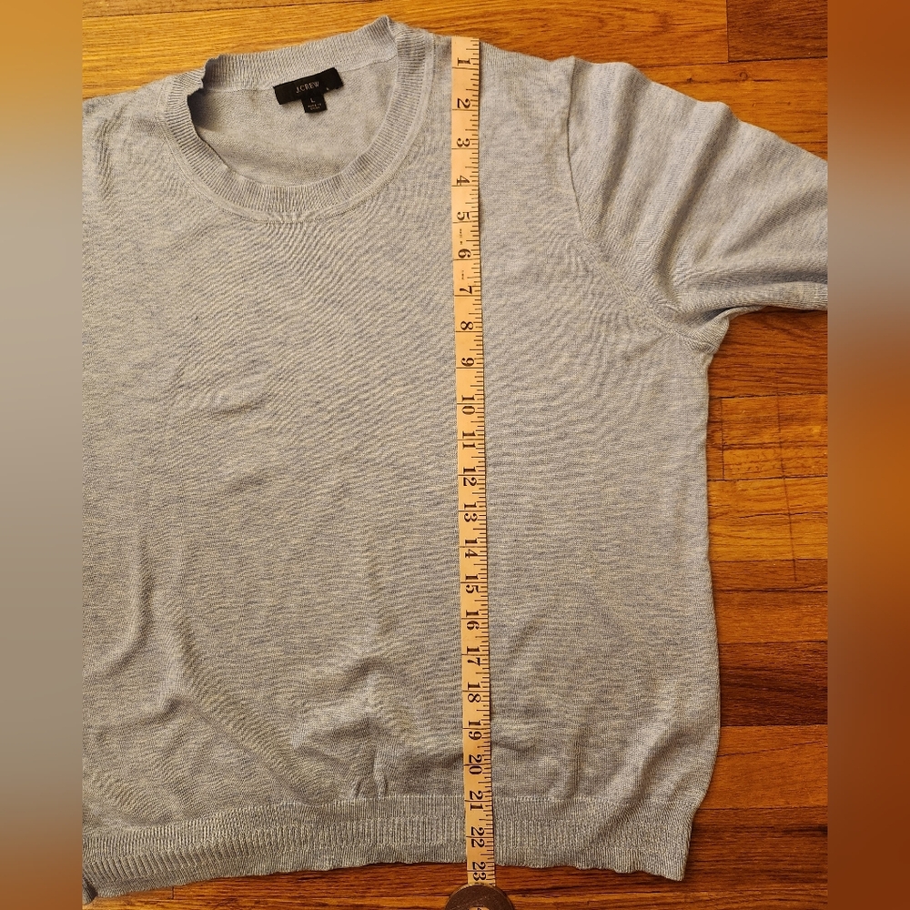 J Crew Light Blue Short Sleeve Crew Neck Cotton Blend Sweater Size L - Picture 7 of 9